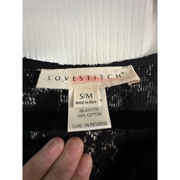 Lovestitch Women's Black V-Neckline Fringe Mini Kaftan Dress Size Medium - Picture 3 of 8